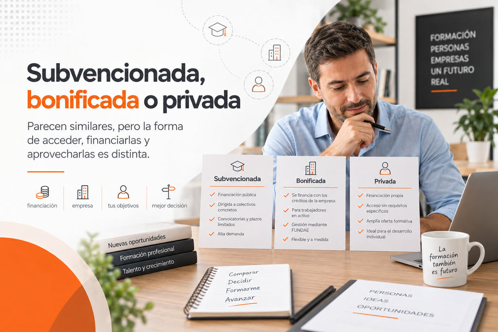 Formación subvencionada bonificada y privada para profesionales